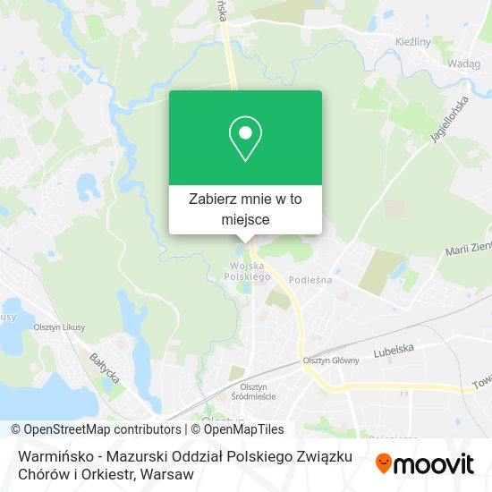 Mapa Warmińsko - Mazurski Oddział Polskiego Związku Chórów i Orkiestr