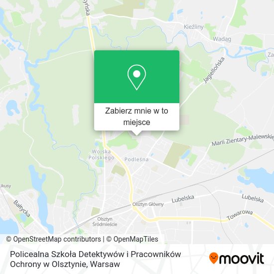 Mapa Policealna Szkoła Detektywów i Pracowników Ochrony w Olsztynie