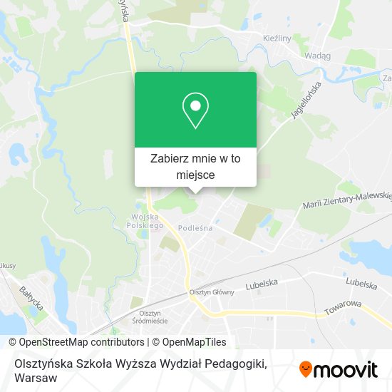 Mapa Olsztyńska Szkoła Wyższa Wydział Pedagogiki