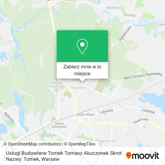 Mapa Usługi Budowlane Tomek Tomasz Akuczonek Skrot Nazwy: Tomek