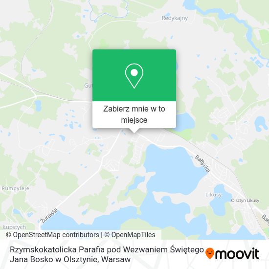 Mapa Rzymskokatolicka Parafia pod Wezwaniem Świętego Jana Bosko w Olsztynie