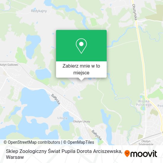 Mapa Sklep Zoologiczny Świat Pupila Dorota Arciszewska