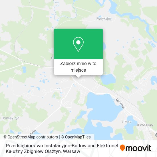 Mapa Przedsiębiorstwo Instalacyjno-Budowlane Elektronet Kałużny Zbigniew Olsztyn