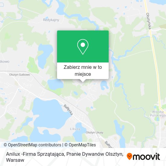 Mapa Anilux -Firma Sprzątająca, Pranie Dywanów Olsztyn