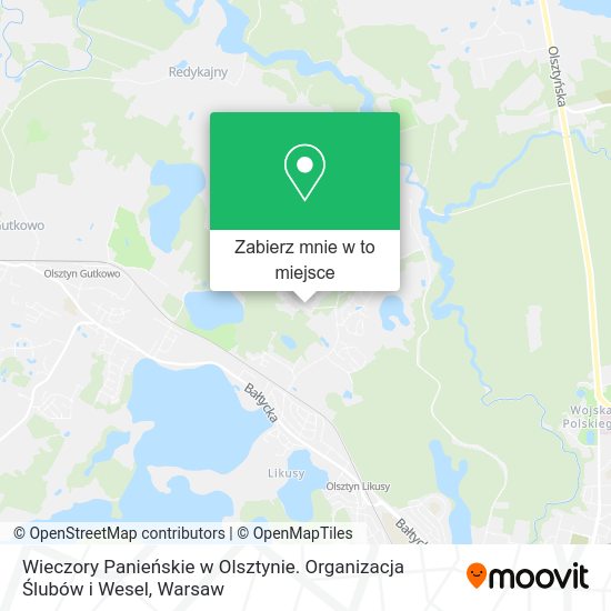 Mapa Wieczory Panieńskie w Olsztynie. Organizacja Ślubów i Wesel