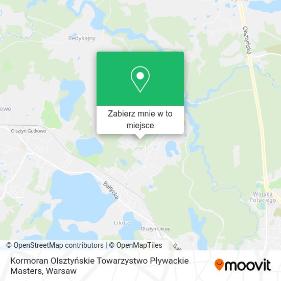 Mapa Kormoran Olsztyńskie Towarzystwo Pływackie Masters