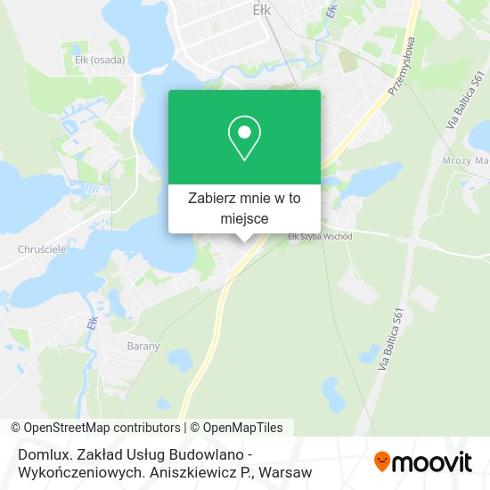 Mapa Domlux. Zakład Usług Budowlano - Wykończeniowych. Aniszkiewicz P.