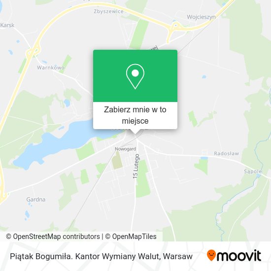 Mapa Piątak Bogumiła. Kantor Wymiany Walut