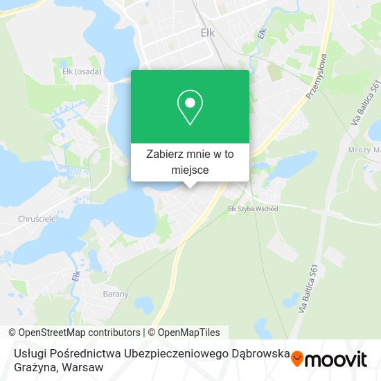 Mapa Usługi Pośrednictwa Ubezpieczeniowego Dąbrowska Grażyna