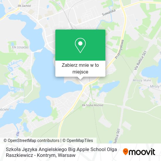 Mapa Szkoła Języka Angielskiego Big Apple School Olga Raszkiewicz - Kontrym