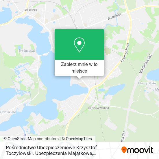 Mapa Pośrednictwo Ubezpieczeniowe Krzysztof Toczyłowski. Ubezpieczenia Majątkowe, Ubezpieczenia Firm