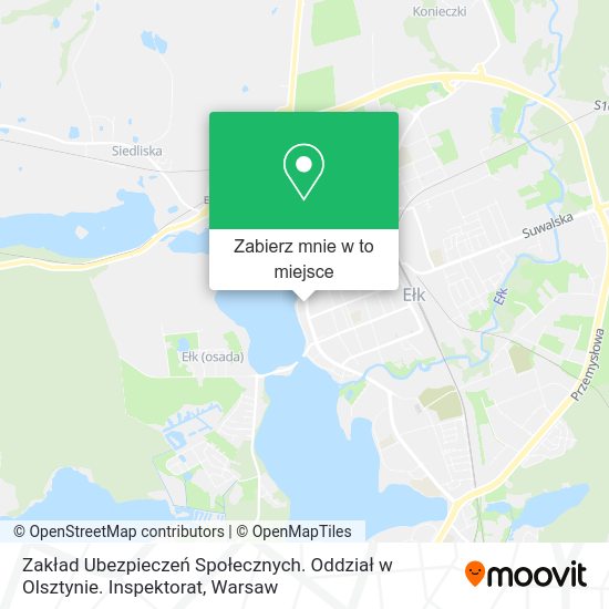 Mapa Zakład Ubezpieczeń Społecznych. Oddział w Olsztynie. Inspektorat