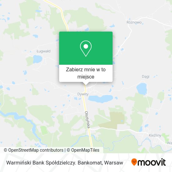 Mapa Warmiński Bank Spółdzielczy. Bankomat