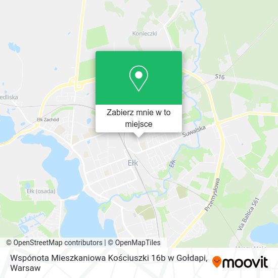 Mapa Wspónota Mieszkaniowa Kościuszki 16b w Gołdapi