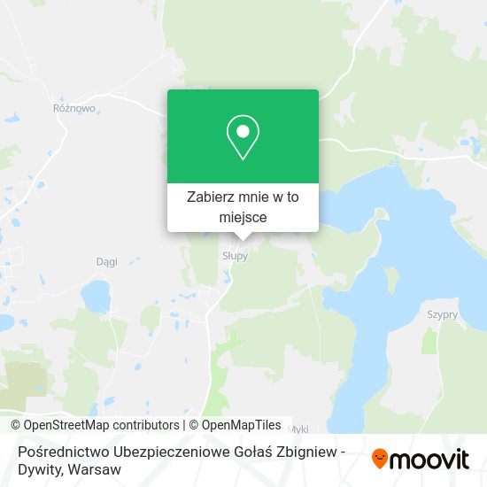 Mapa Pośrednictwo Ubezpieczeniowe Gołaś Zbigniew - Dywity