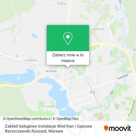 Mapa Zakład Usługowy Instalacje Wod Kan i Gazowe Barszczewski Ryszard