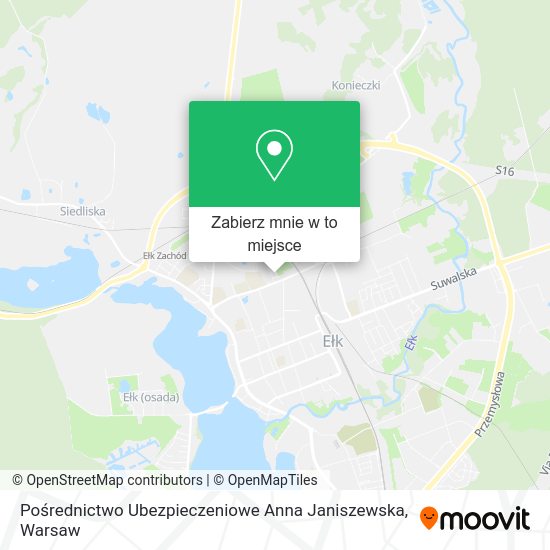 Mapa Pośrednictwo Ubezpieczeniowe Anna Janiszewska