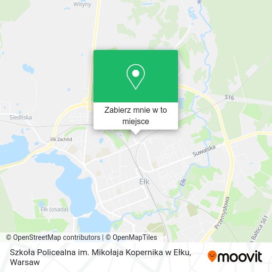 Mapa Szkoła Policealna im. Mikołaja Kopernika w Ełku