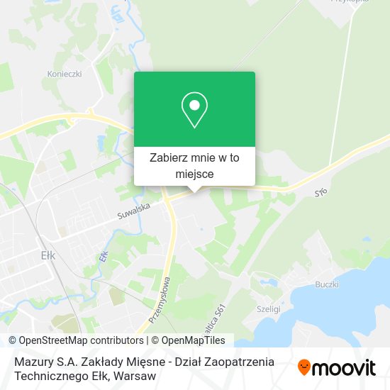 Mapa Mazury S.A. Zakłady Mięsne - Dział Zaopatrzenia Technicznego Ełk