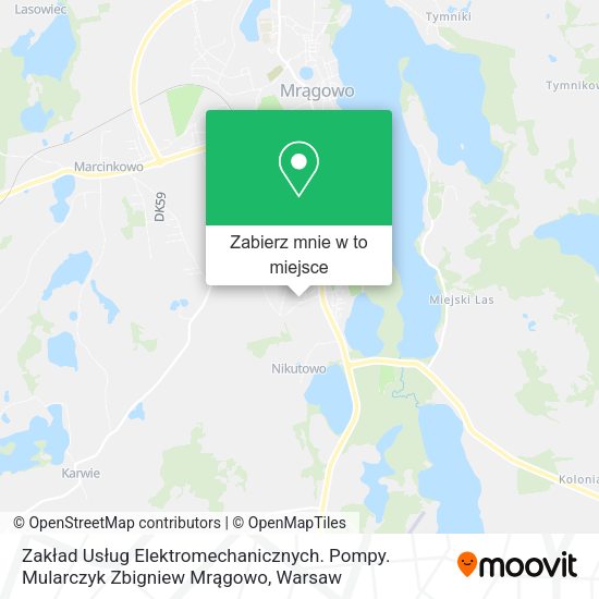 Mapa Zakład Usług Elektromechanicznych. Pompy. Mularczyk Zbigniew Mrągowo