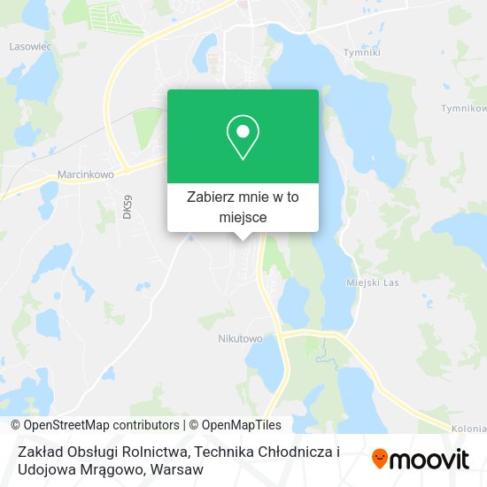 Mapa Zakład Obsługi Rolnictwa, Technika Chłodnicza i Udojowa Mrągowo