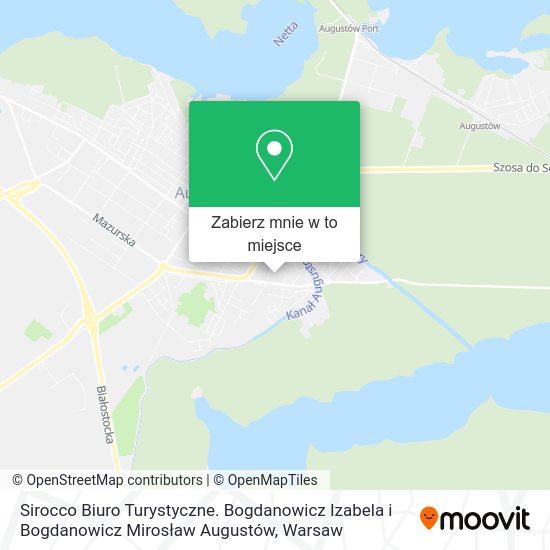 Mapa Sirocco Biuro Turystyczne. Bogdanowicz Izabela i Bogdanowicz Mirosław Augustów