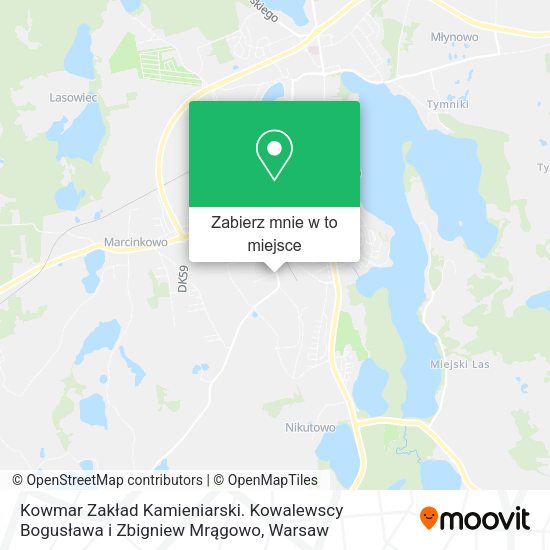 Mapa Kowmar Zakład Kamieniarski. Kowalewscy Bogusława i Zbigniew Mrągowo