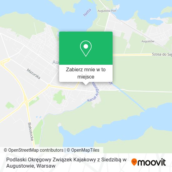 Mapa Podlaski Okręgowy Związek Kajakowy z Siedzibą w Augustowie