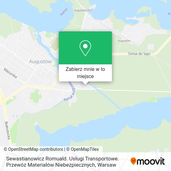 Mapa Sewastianowicz Romuald. Usługi Transportowe. Przewóz Materiałów Niebezpiecznych