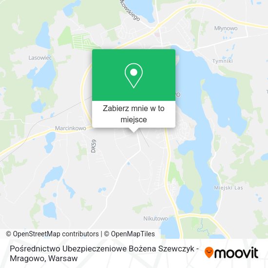 Mapa Pośrednictwo Ubezpieczeniowe Bożena Szewczyk - Mragowo