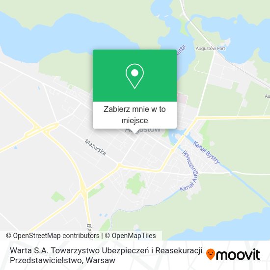 Mapa Warta S.A. Towarzystwo Ubezpieczeń i Reasekuracji Przedstawicielstwo