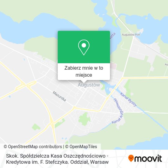 Mapa Skok. Spółdzielcza Kasa Oszczędnościowo - Kredytowa im. F. Stefczyka. Oddział