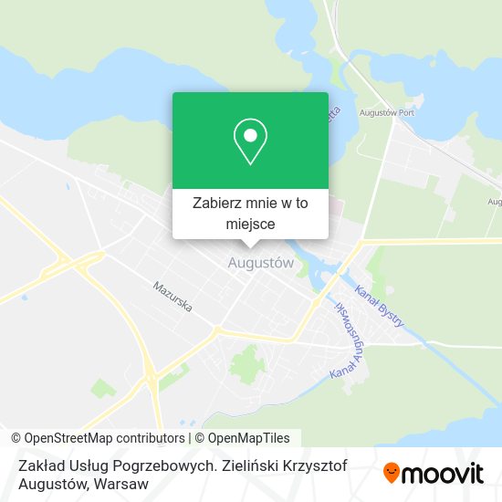 Mapa Zakład Usług Pogrzebowych. Zieliński Krzysztof Augustów