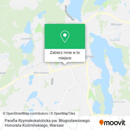 Mapa Parafia Rzymskokatolicka pw. Błogosławionego Honorata Koźmińskiego