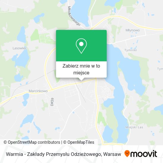 Mapa Warmia - Zakłady Przemysłu Odzieżowego