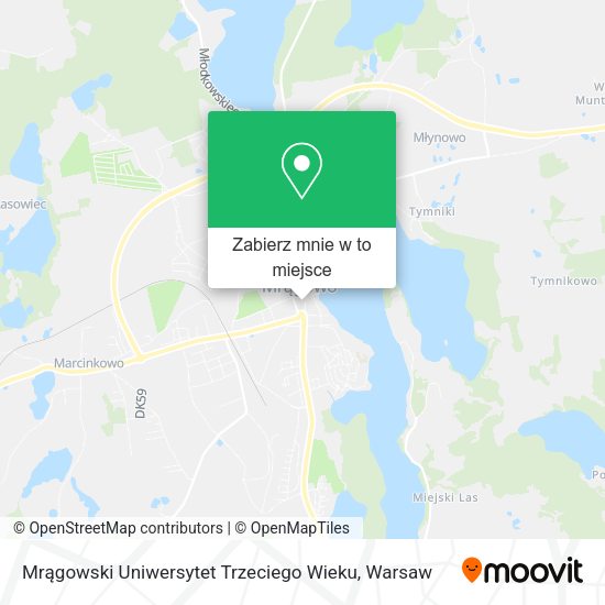 Mapa Mrągowski Uniwersytet Trzeciego Wieku