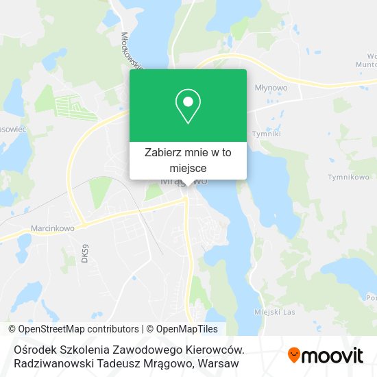 Mapa Ośrodek Szkolenia Zawodowego Kierowców. Radziwanowski Tadeusz Mrągowo