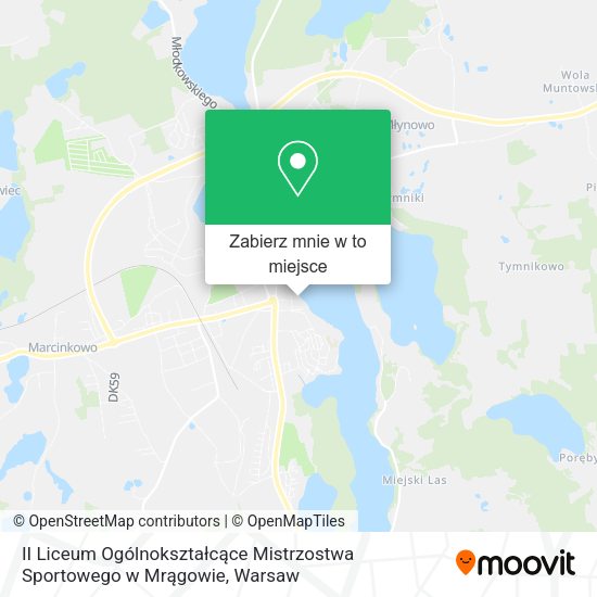 Mapa II Liceum Ogólnokształcące Mistrzostwa Sportowego w Mrągowie