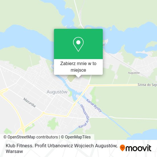 Mapa Klub Fitness. Profit Urbanowicz Wojciech Augustów