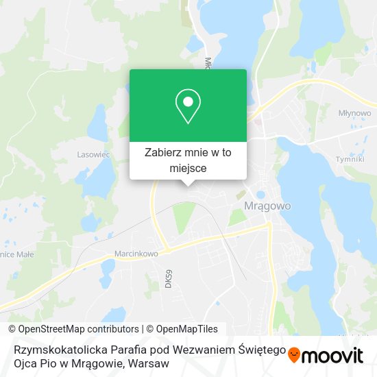 Mapa Rzymskokatolicka Parafia pod Wezwaniem Świętego Ojca Pio w Mrągowie