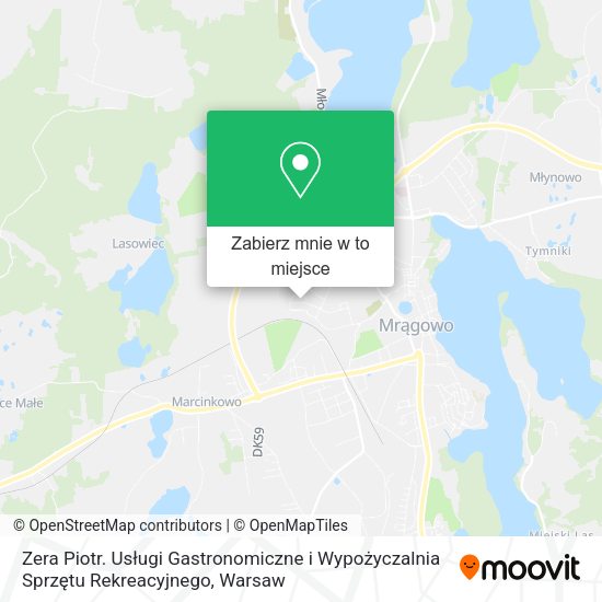 Mapa Zera Piotr. Usługi Gastronomiczne i Wypożyczalnia Sprzętu Rekreacyjnego