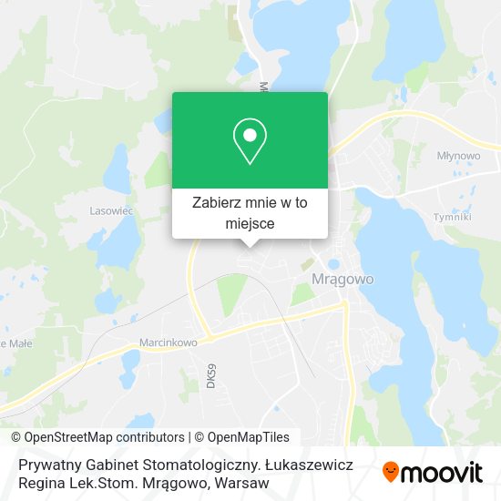 Mapa Prywatny Gabinet Stomatologiczny. Łukaszewicz Regina Lek.Stom. Mrągowo