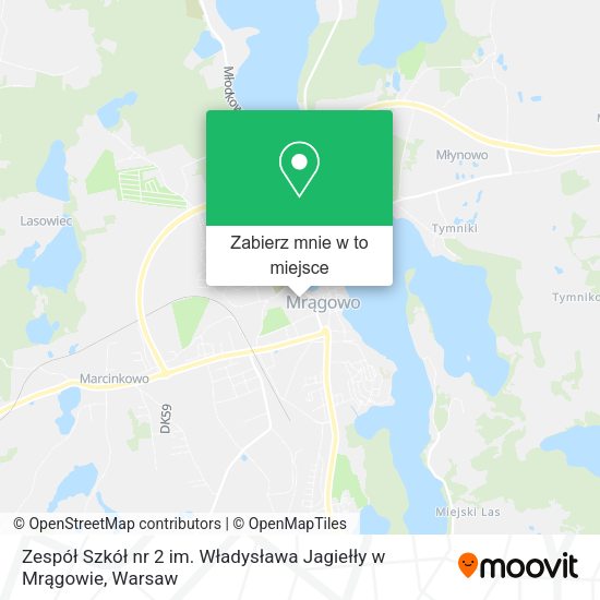 Mapa Zespół Szkół nr 2 im. Władysława Jagiełły w Mrągowie