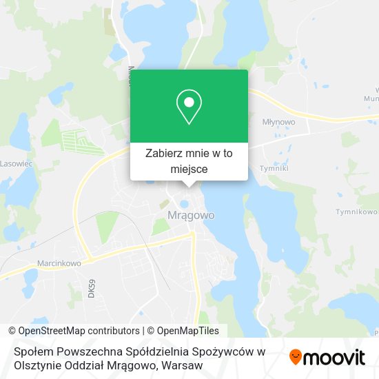 Mapa Społem Powszechna Spółdzielnia Spożywców w Olsztynie Oddział Mrągowo