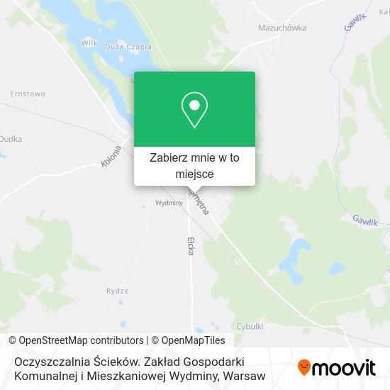 Mapa Oczyszczalnia Ścieków. Zakład Gospodarki Komunalnej i Mieszkaniowej Wydminy