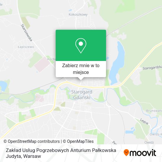 Mapa Zakład Usług Pogrzebowych Anturium Pałkowska Judyta