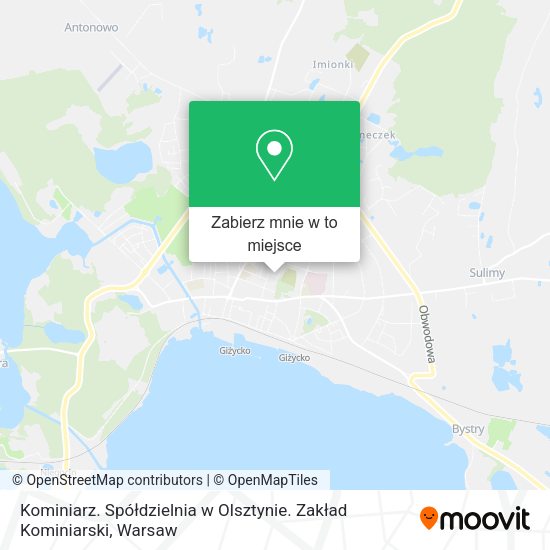 Mapa Kominiarz. Spółdzielnia w Olsztynie. Zakład Kominiarski