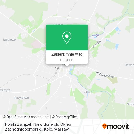 Mapa Polski Związek Niewidomych. Okręg Zachodniopomorski. Koło