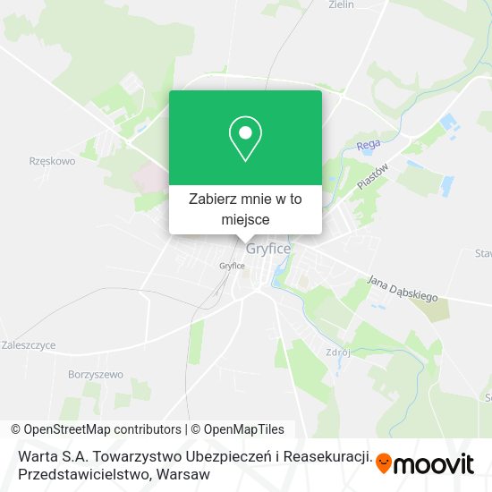 Mapa Warta S.A. Towarzystwo Ubezpieczeń i Reasekuracji. Przedstawicielstwo