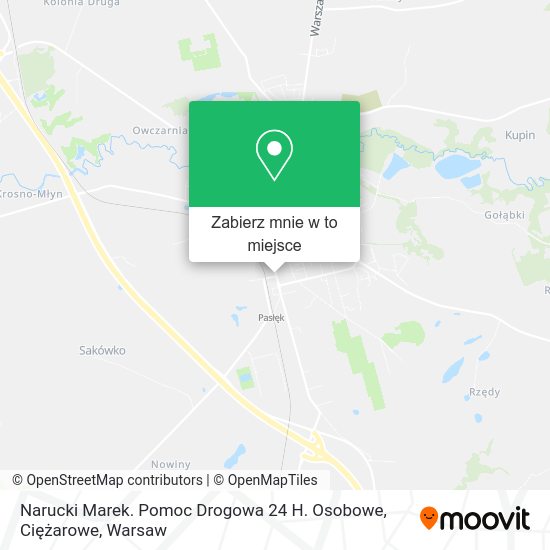 Mapa Narucki Marek. Pomoc Drogowa 24 H. Osobowe, Ciężarowe